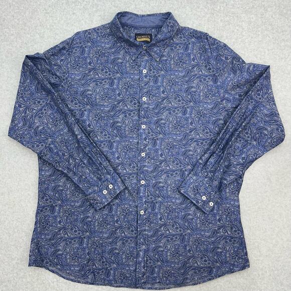 Daniel Cremieux Paisley Button Down Long Sleeve Shirt 100% Cot Blue Gray Mens XL - Picture 1 of 9